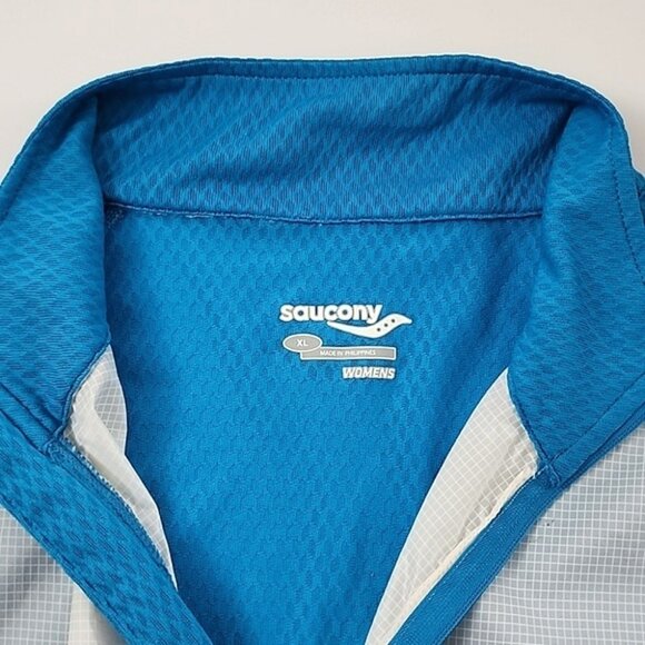 ⭐️3/ $30⭐️ Saucony Women's Activewear Lightweight Zip Up Jacket Blue White Sz XL - Picture 9 of 16